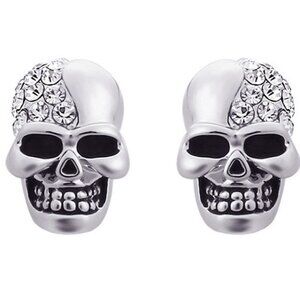 Skull Design Rhinestone Stud Earrings